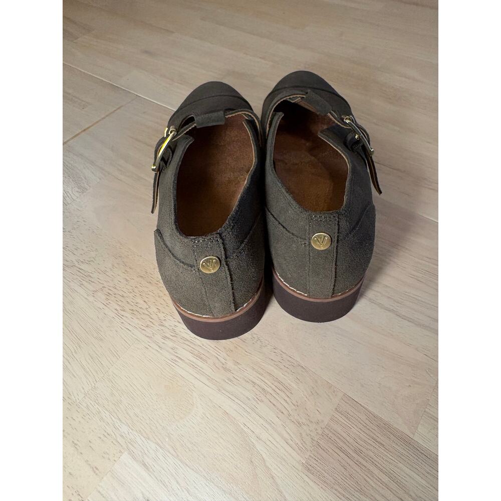 Vionic Dark Olive Green Suede T-Strap Mary Jane Lug Sole Loafer Dark Academia - Picture 4 of 6